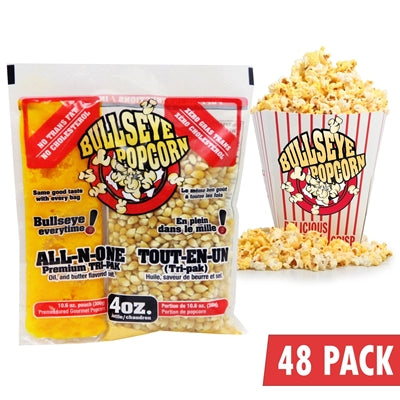 BOX OF 48 PREPACKED PORTIONS OF 4OZ POPCORN